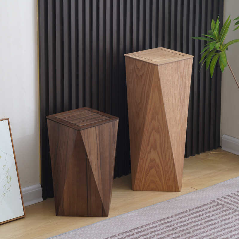Wooden Creative Trash Can with Lid, Nordic Style, Trendy, Light Luxury, Commercial, Hotel, Office, Home, Guesthouse, Storage Wastebasket