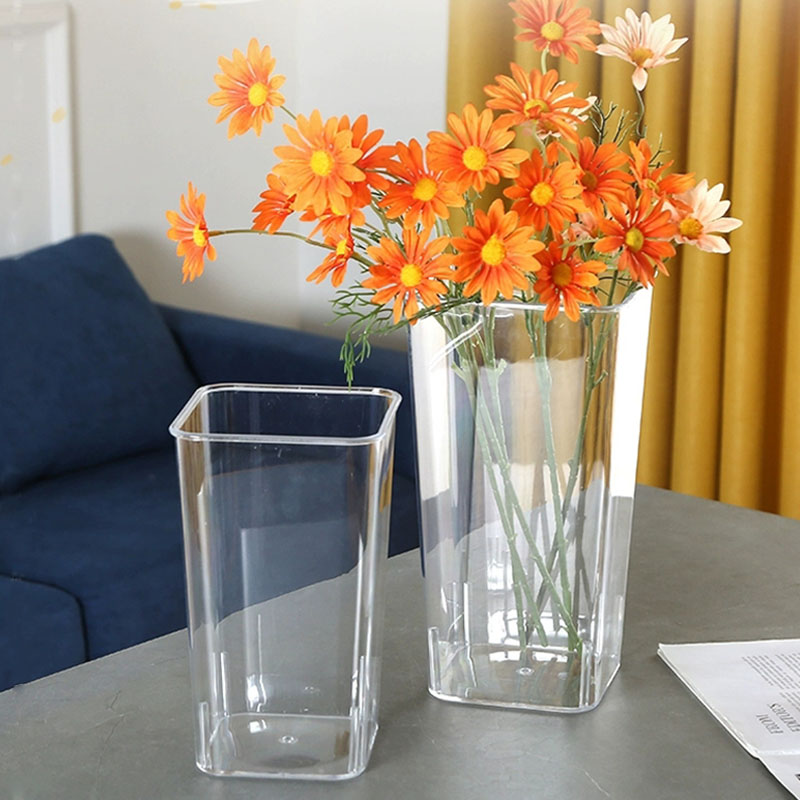 Vase flower shop household transparent acrylic flower bucket flower bucket bouquet vase plastic French wake-up flower bucket large