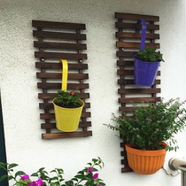 Leisure home wall decoration carbonized wood wall hanging railing flower stand balcony solid wood anticorrosive log climbing stand Outdoor