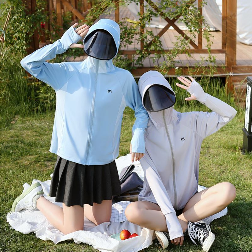 Sunscreen woman 2021 new summer long sleeve bicycling sun protection against UV breathable sunscreen shirt short jacket thin