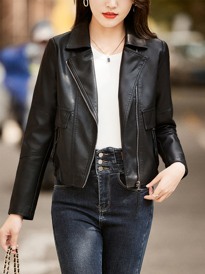 2025 new hot style this year's popular leather jacket women's spring and autumn small motorcycle retro high-end pu leather jacket