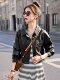 Leather jacket for women 2025 new style Hong Kong style design spring and autumn motorcycle leather jacket small short top