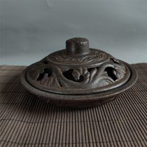 Cast iron material pan incense smoked stove pen holder Kuanyi Kuanyin Bodhisattva Kuanyu Kansai Gods Fire basin Retro nostalgia Practical collection