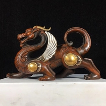 Gilt copper real gold and silver home accessories Pixiu ornaments lion monster Guanyin Bodhisattva retro nostalgic practical collection