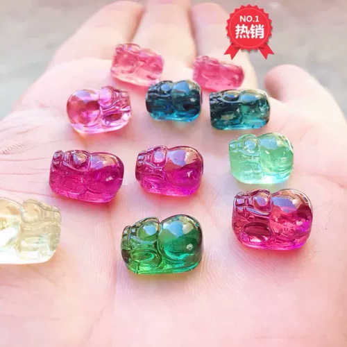 Натуральный турмалиновый радужный браслет, подвеска, кольцо, аксессуары, бусины