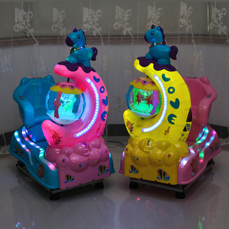 New 2022 children's toys music baby cartoon rocking car children's coin-operated commercial bubble moon rocking machine