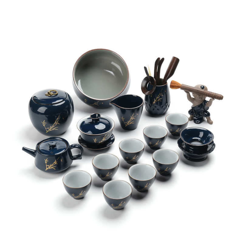 Poly real (sheng ji blue glaze modern household kung fu tea set suits for your up checking ceramic teapot tea tea sea fair keller