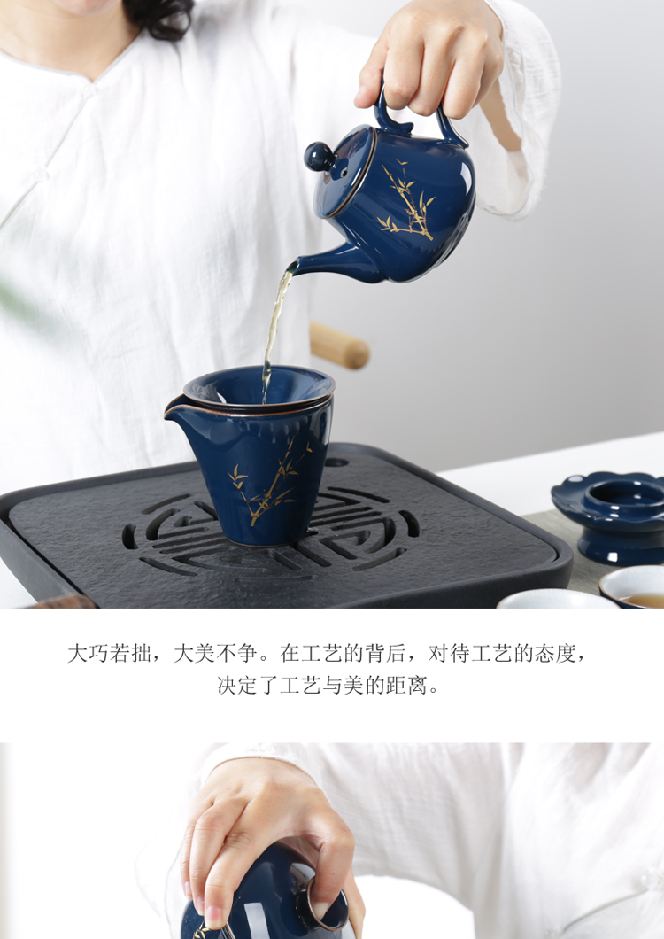 Poly real (sheng ji blue glaze modern household kung fu tea set suits for your up checking ceramic teapot tea tea sea fair keller