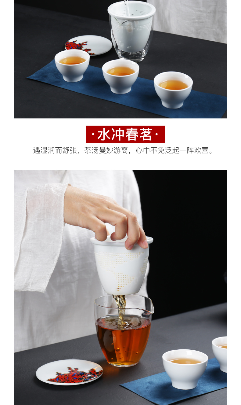 Travel tea set suit portable package a pot of two cup of is suing tourism crack cup glass ceramic tea, mini 2 people