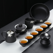 Tea set set Household simple modern living room office set Black ceramic teapot Teacup Teacup Japanese kung fu