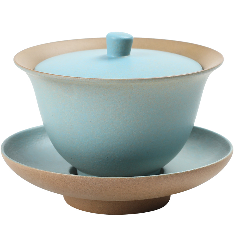 Three to gather sheng coarse pottery tureen to use Japanese contracted household against hot toast to bowl tea, kungfu tea set