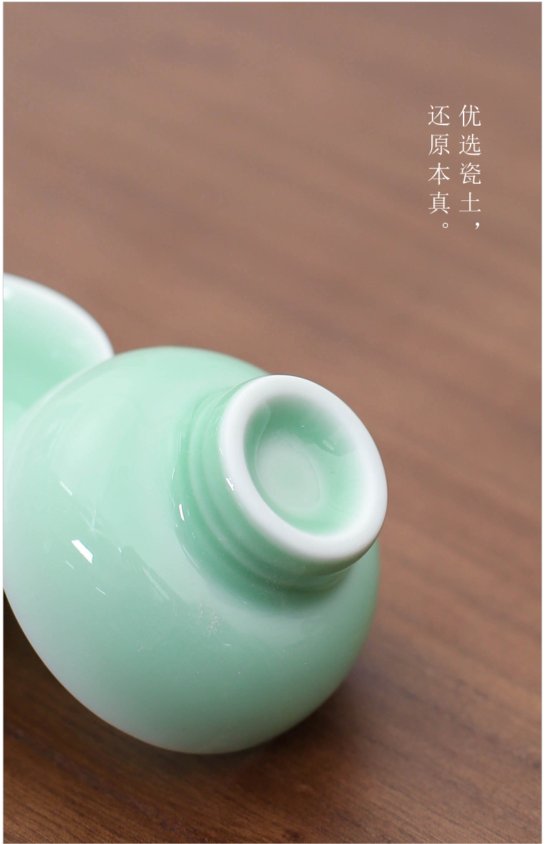Zen celadon household ceramic Japanese - style wine wine wine suits for small a small handleless wine cup with wine liquor cup firing hip flask