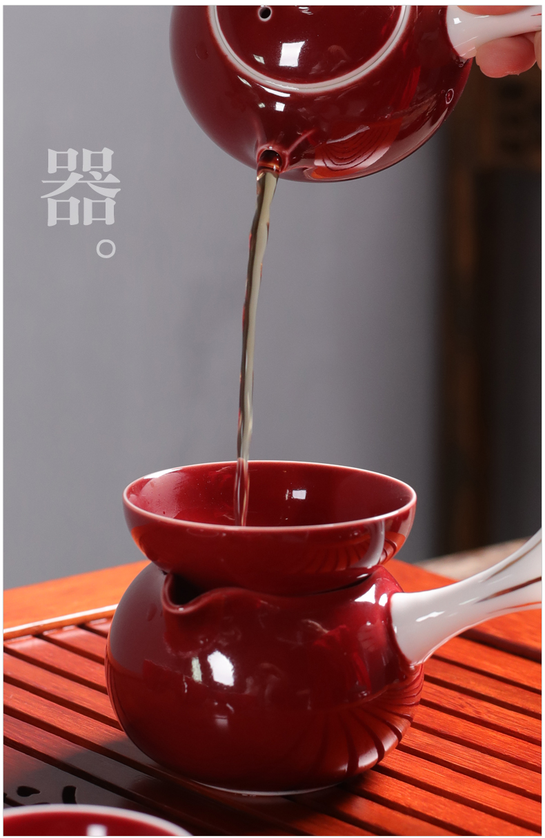 Ceramic kung fu tea set suit household Chinese wind Chinese tea cups lid bowl sitting room tea, tea tray