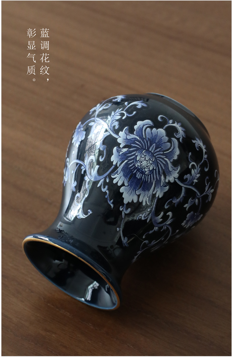 Blue and white porcelain ebony wood tea six gentleman 's suit kung fu tea accessories zero matchs tea ChaGa wipes brush