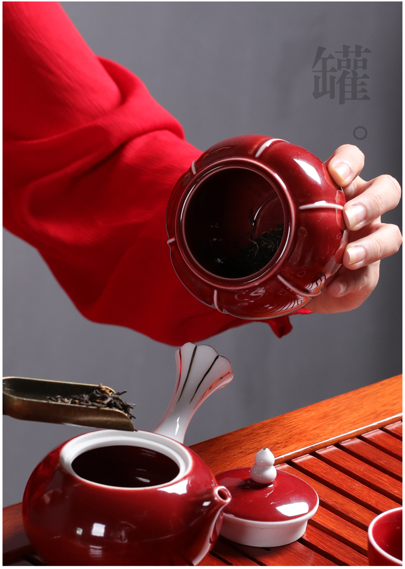 Poly real (sheng ji tea way 6 gentleman combination suit household teaspoon ChaGa caddy fixings ceramic kung fu tea set with parts