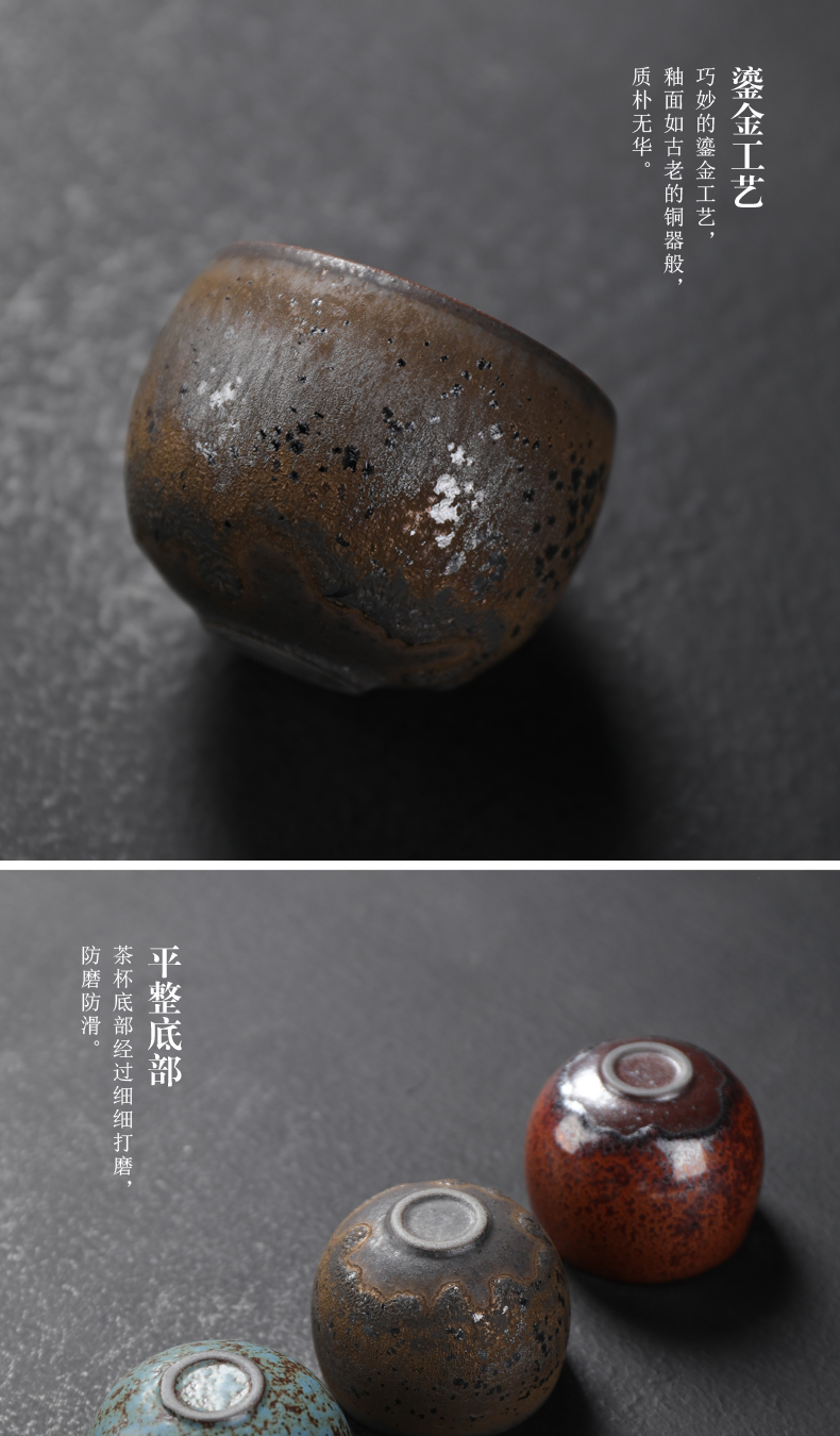 Poly real sheng rust glaze thick ceramic gold Japanese imitated copper little teapot kung fu tea set ceramic cups household restoring ancient ways