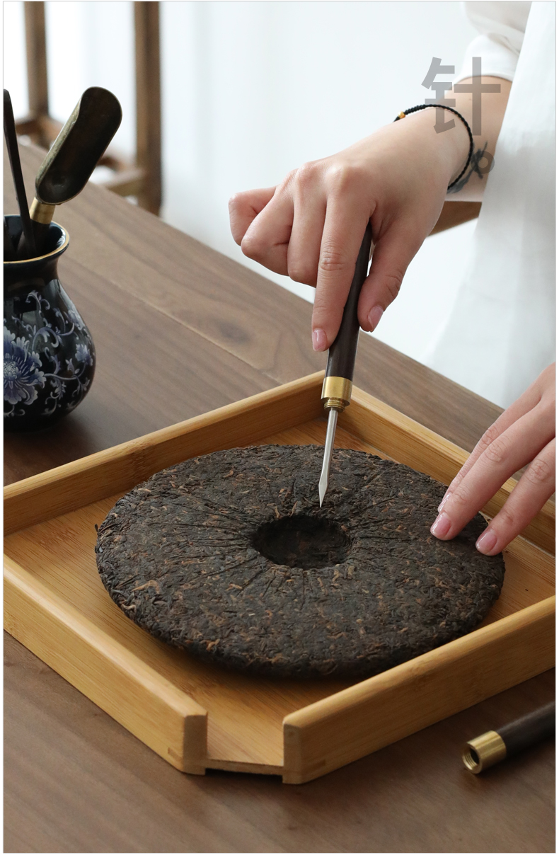 Blue and white porcelain ebony wood tea six gentleman 's suit kung fu tea accessories zero matchs tea ChaGa wipes brush