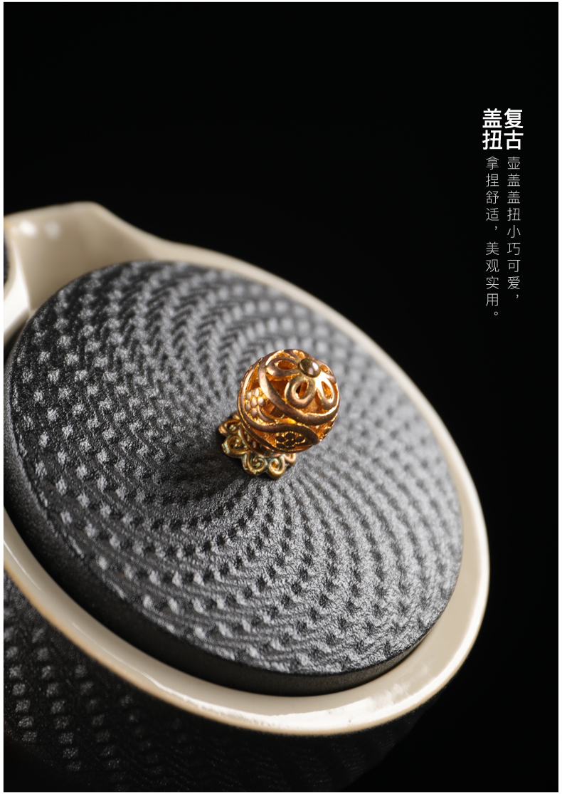 To crack a pot of travel three cups of tea set suit small sets of portable bag type ceramic teapot set LOGO with kung fu