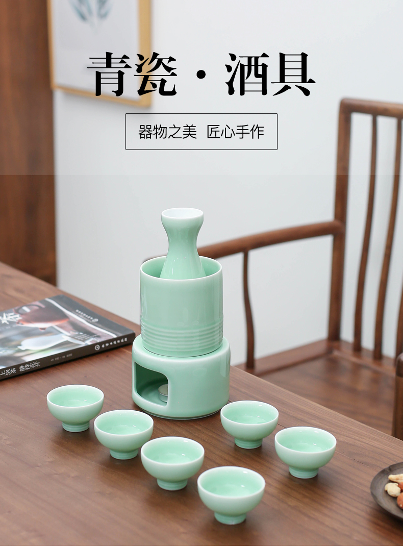 Zen celadon household ceramic Japanese - style wine wine wine suits for small a small handleless wine cup with wine liquor cup firing hip flask