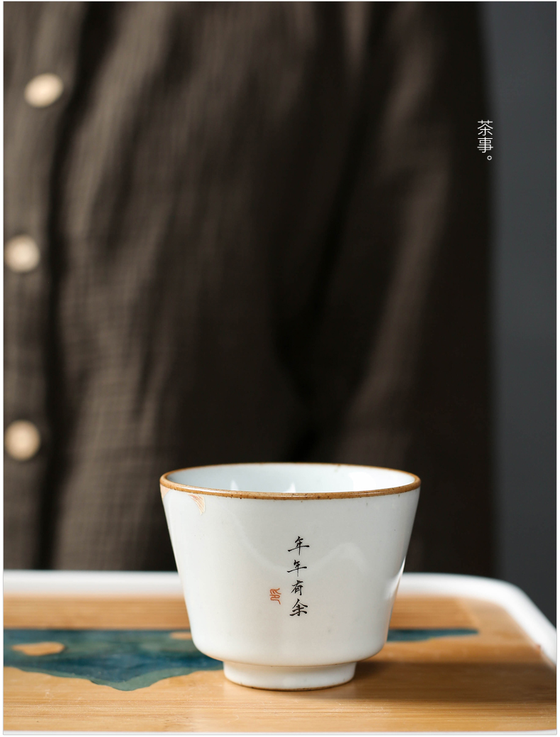 Poly real (sheng creative tea seasons up ceramic cups, kung fu noggin masters cup hand - made fish box every year