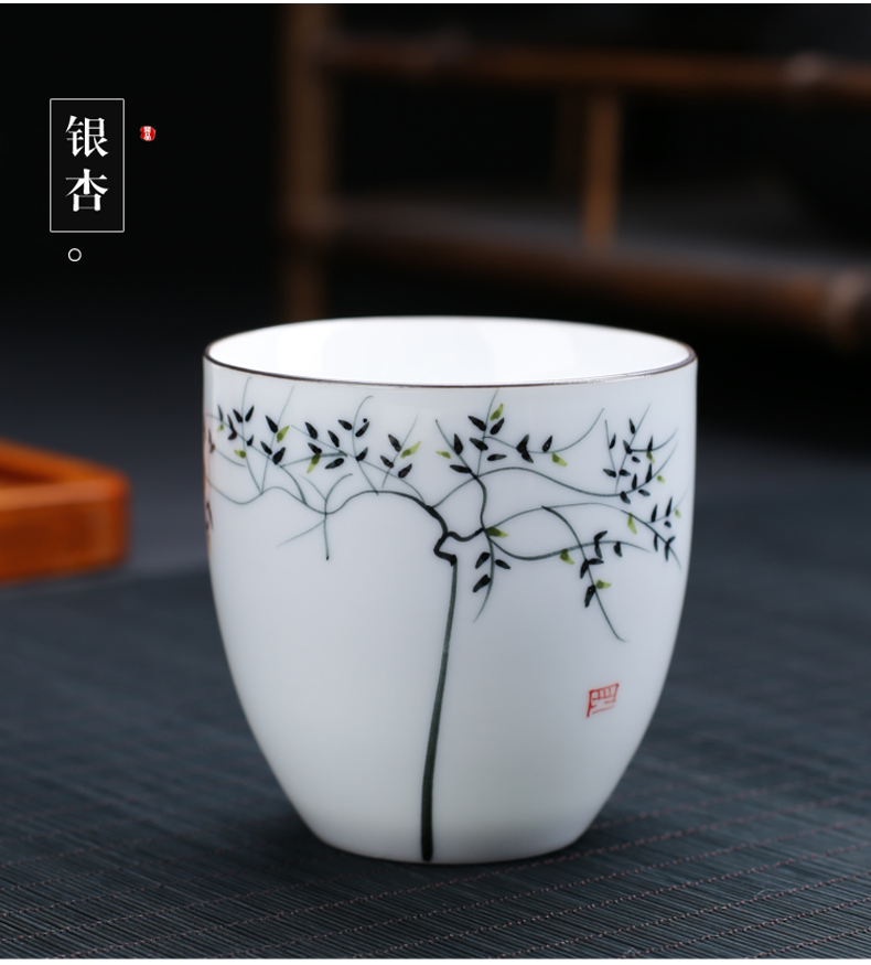 Poly real (sheng hand - made teacup single cup sample tea cup large them thin body master cup creative puer tea cups of ceramic tea set