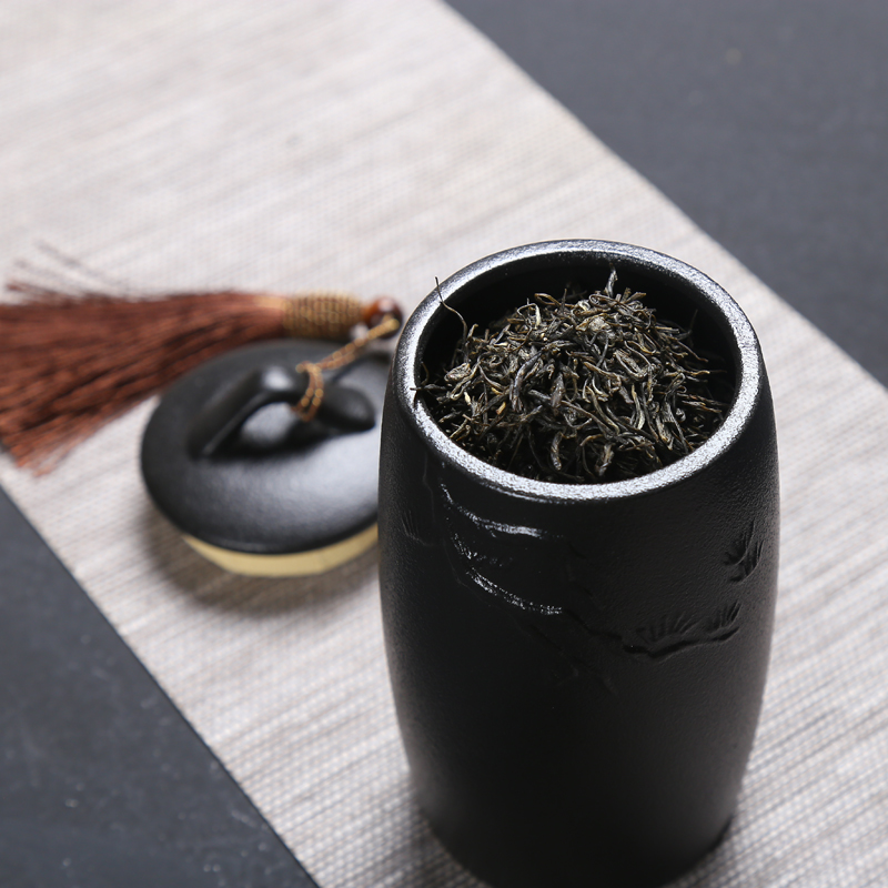 Poly real (sheng coarse pottery, black and white pottery caddy fixings large - sized ceramic POTS awake seal piggy bank black tea tea pot
