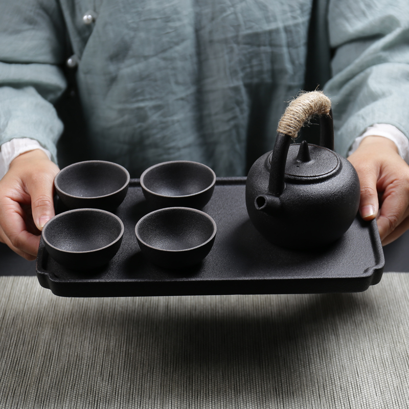 Poly real (sheng Japanese pottery pot set little kung fu tea set to girder circular cup suit dry mercifully tea tray household