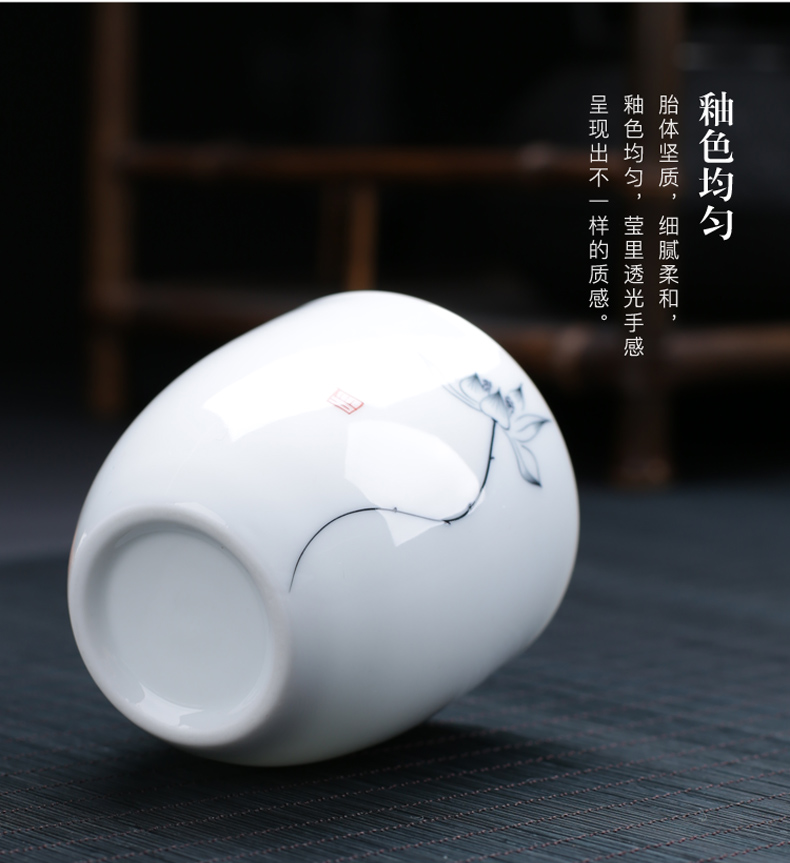 Poly real (sheng hand - made teacup single cup sample tea cup large them thin body master cup creative puer tea cups of ceramic tea set