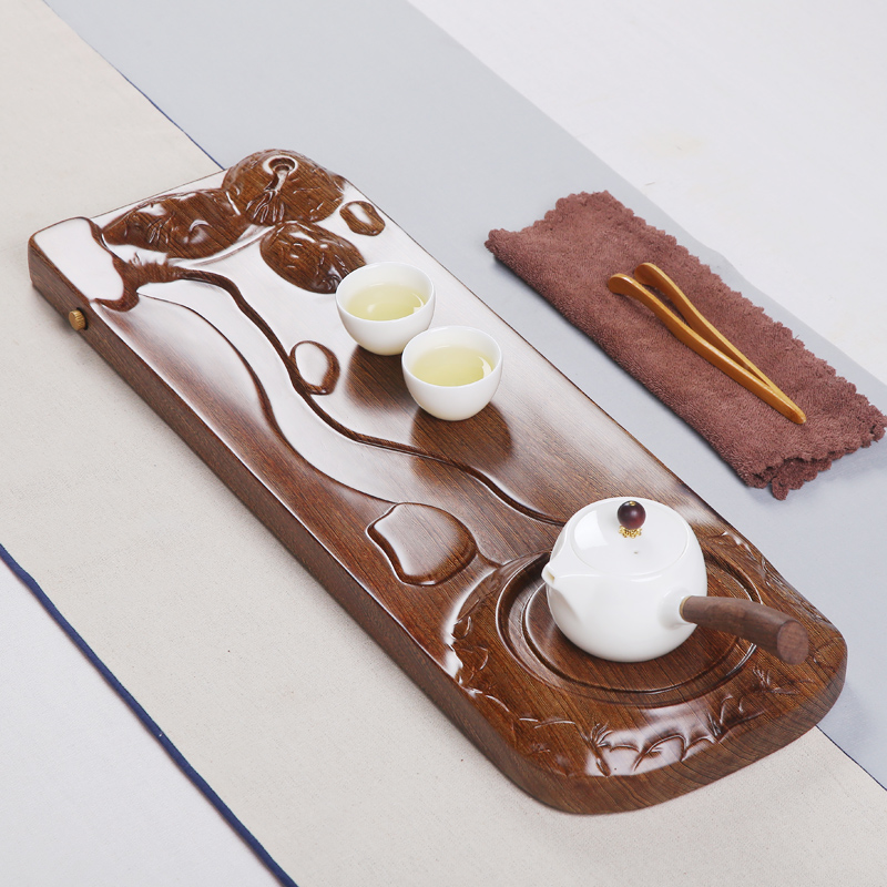 Poly real (sheng small tea sea the whole rectangle Japanese kung fu tea set drainage chicken wings wood sharply stone dry tea tray