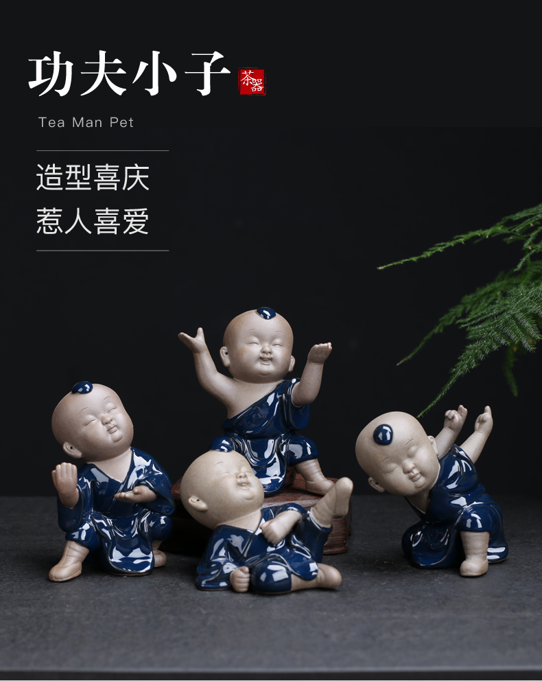 Poly real (sheng ceramic tea pet furnishing articles kung fu kid play creative monk monk character tea tea taking of spare parts