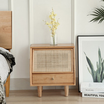 Day Style Brief Solid Wood Bed Head Cabinet Folk Juku Creative Rattan Log Bedside Cabinet Small Family Type Modern Handmade Storage Cabinet