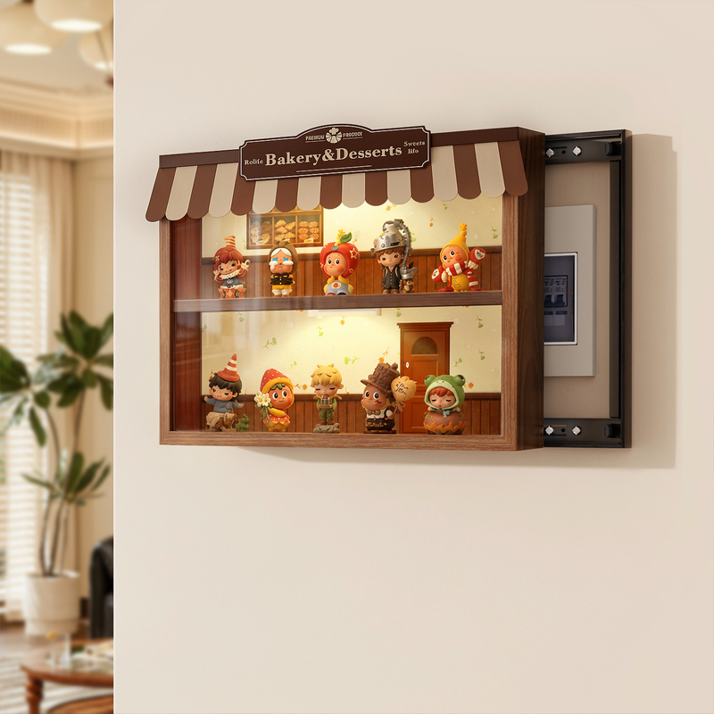 Blind Box Figurine Display Stand, Decorative Painting for Electric Meter Box, Vintage-Style Weak Current Box Cover-Up Wall Hanging Painting, Wall-Mounted Storage Box