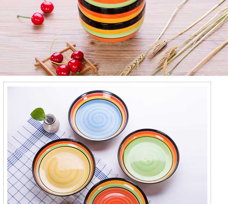 The creative fashion kitchen lovely Japanese household microwave ceramic bowl of rice bowl noodles in soup bowl tableware suit The dishes