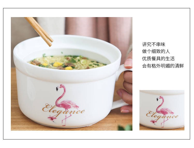 The Japanese large soup bowl kitchen lovely creative cartoon cup noodles take over rice bowl chopsticks household ceramics tableware suit