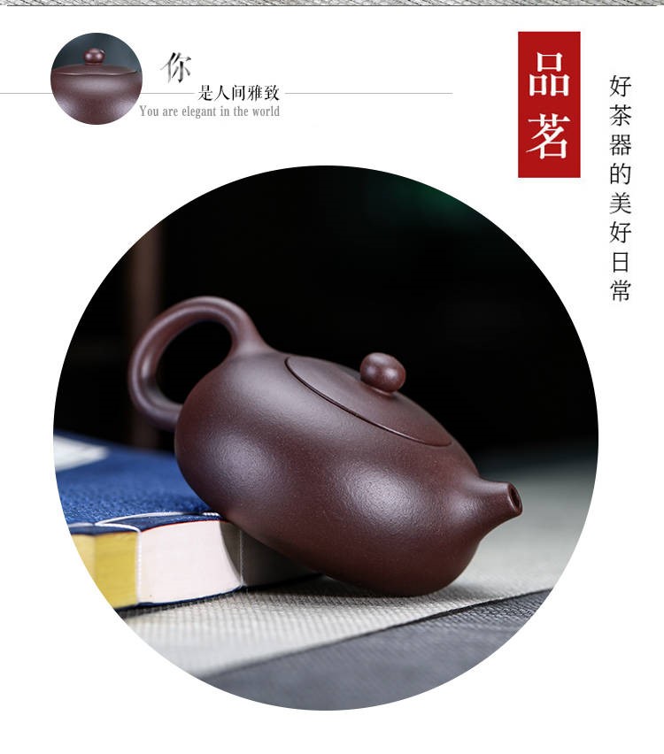 The kitchen yixing it pure manual kung fu tea pot home outfit purple mud flat xi shi tea set 240 c