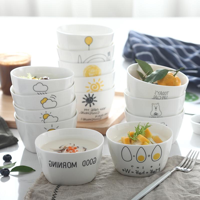 The creative cartoon ceramic tableware kitchen square bowl of Japanese eat rice bowls bowl can microwave household small bowl
