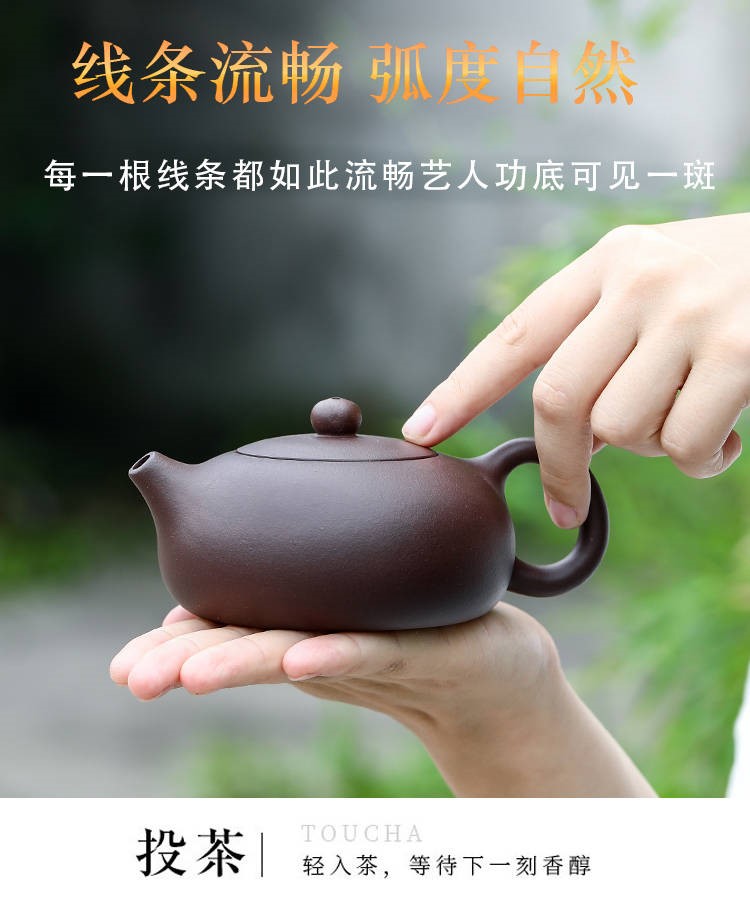 The kitchen yixing it pure manual kung fu tea pot home outfit purple mud flat xi shi tea set 240 c