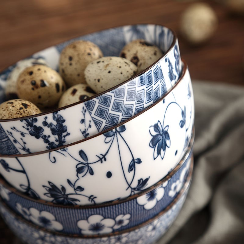 The kitchen retro 4 pack 】 【 ceramic bowl with 4.5 inch rice bowls Japanese creativity tableware suit small