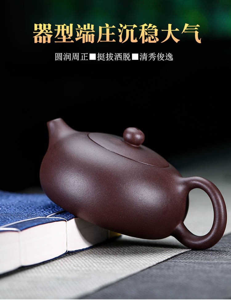 The kitchen yixing it pure manual kung fu tea pot home outfit purple mud flat xi shi tea set 240 c