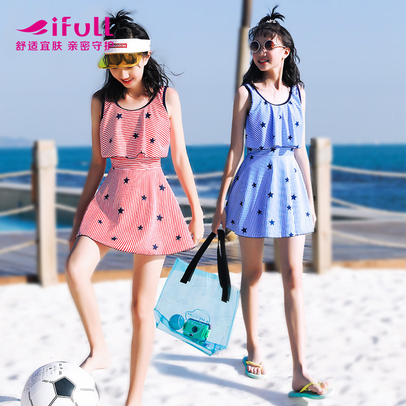 Liveskin girl swimsuit CUHK Girl student 12-15-year-old Children Korea cute princess dress swimsuit