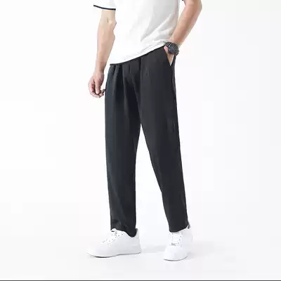 New pants men's summer Korean version of the trend loose ice silk trousers straight wide-legged trousers casual pants men