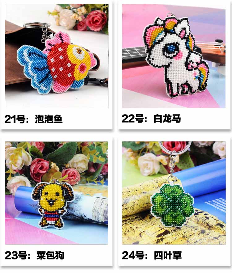 In hai mặt thêu đính cườm khâu nhỏ mặt dây chuyền keychain vài phim hoạt hình điện thoại dây chuyền xe đầy đủ đính cườm mặt dây chuyền - Công cụ & phụ kiện Cross-stitch bán tranh thêu