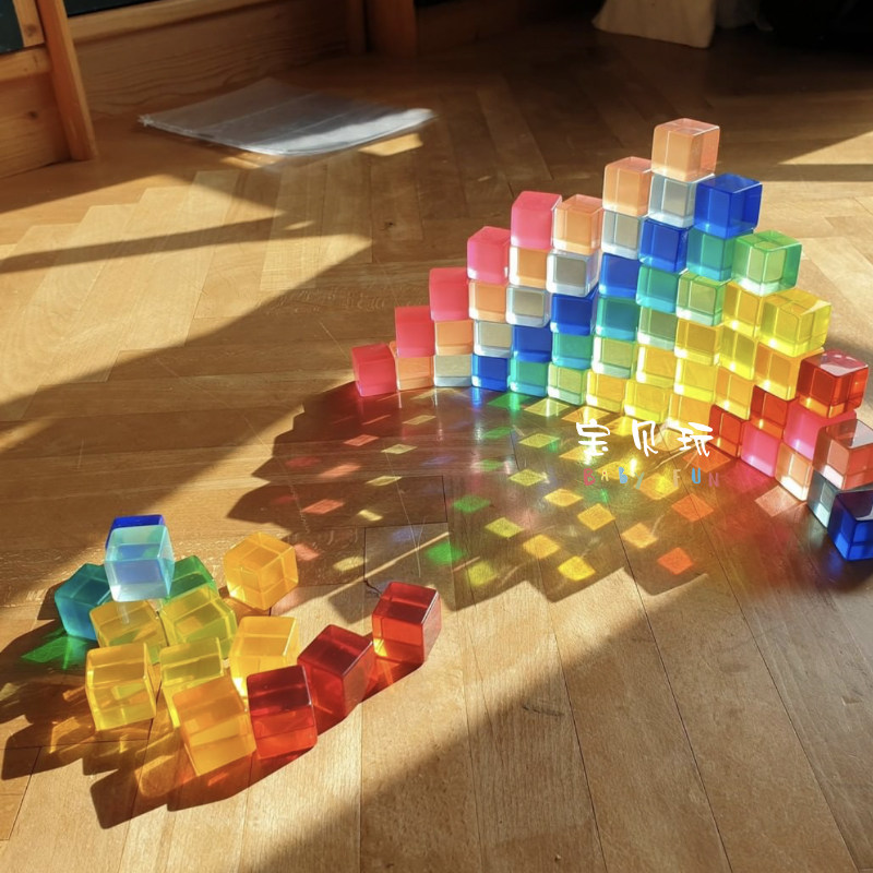 Baby play ins Little Red Book Acrylic Crystal Gem Block Rainbow Translucent Sensory Block Kindergarten Toy