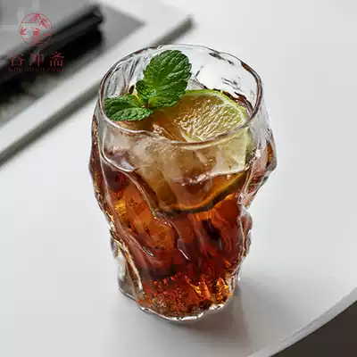 Haneda creative personality glass Japanese stump type glass teacup Personal water cup Heat-resistant glass tea set Household