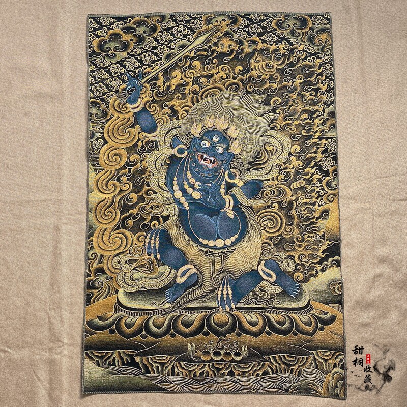 Retro Tibet Tangka Golden Silk Embroidery Nepal Brocade Embroidered Religious Buddha Statue Ancient Play Collection Motionless King-Taobao
