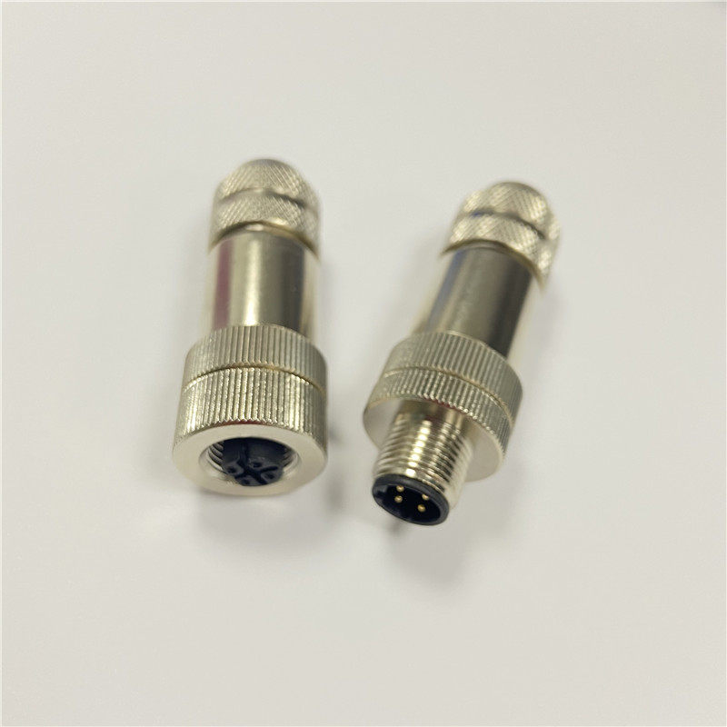 M12 Metal Connector Aviation Plug Male Head Sensor Elbow Shield Special 4 Pin 5 holes 8 Core