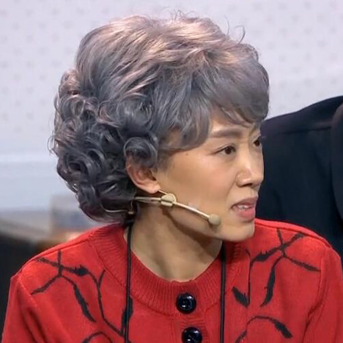 Grandma performance wig set stage props old lady middle-aged and elderly gray wig female short curly hair headgear