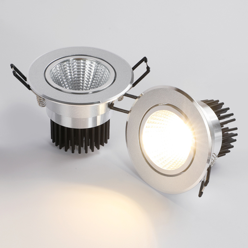 COB spotlight three-color dimming embedded living room ceiling light clothing store warm light ceiling hole light 5W7W12W30W