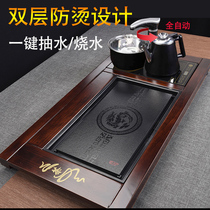 Tea tray solid wood with electromagnetic stove integrated modern simple kettle tea tray integrated tray household drainage type