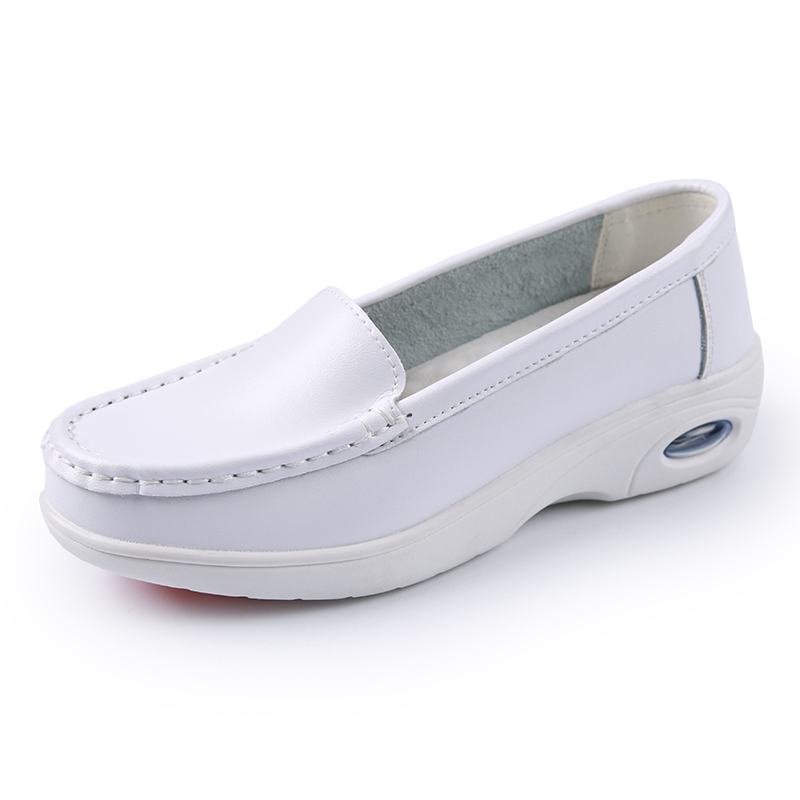 Những đôi giày y tá chăm sóc mới của da giày, màu trắng bán y tá giày giày thở trượt mềm mại đệm 203001A 